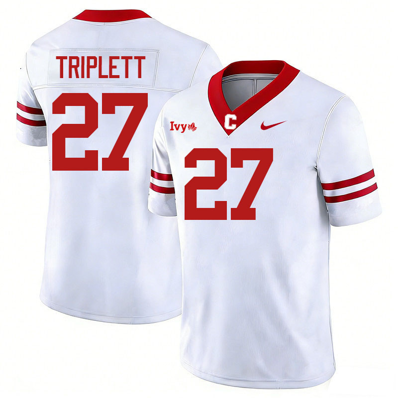 Cornell Big Red #27 Jordan Triplett College Football Jerseys,Uniforms Stitched-White